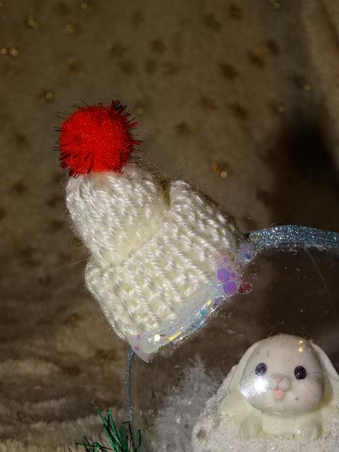 Handmade Mini 'Snow Bunny' Diorama in Mini Plastic Globe/Dome