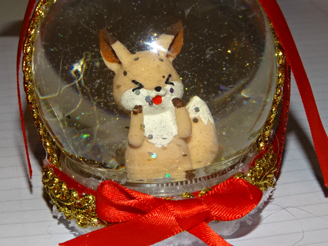 Handmade Cheeky Festive Fox Snow Globe