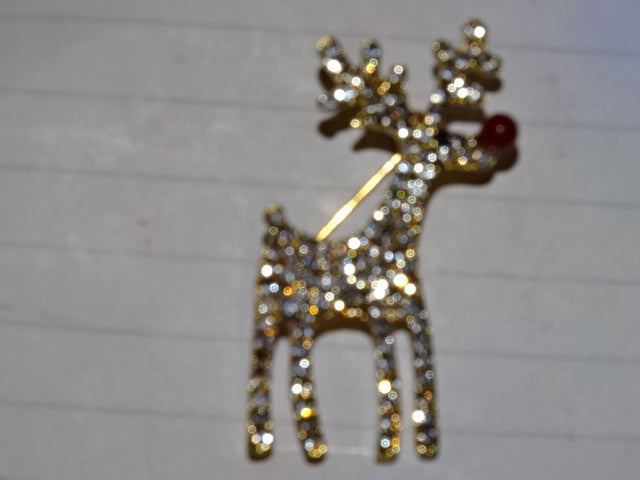 Rhinestone Rudie!  Festive Brooch