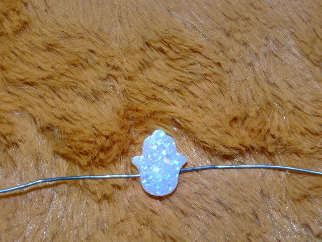 Imitation White Opal   Resin Fatima / Hamsa Hand  14mm x 12mm 3mm