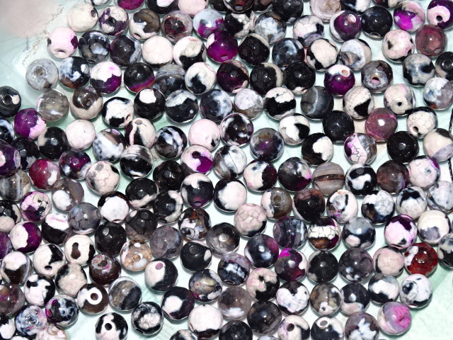 'Wild Heather'  Natural Fire Crackle Agate Dyed Beads  6mm