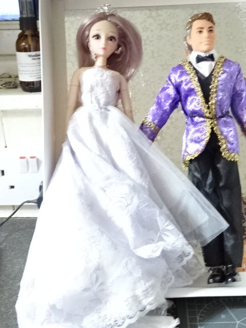 'Kimberley and Bradley  Bridal Couple 30cm Plastic Ball Joint Doll Set