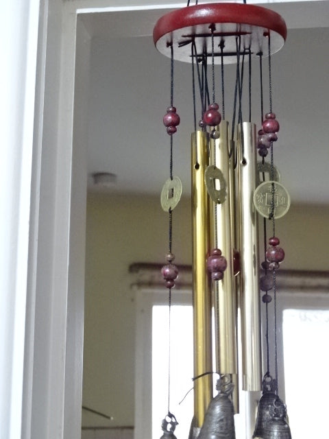 Traditional Japanese Style Copper Bells and I-Ching Good Luck Coin Window /Garden Chimes/ Spiritual Gift