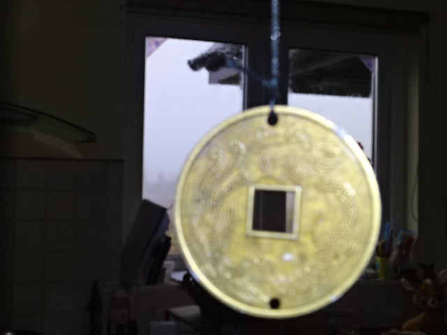 Traditional Japanese Style Copper Bells and I-Ching Good Luck Coin Window /Garden Chimes/ Spiritual Gift