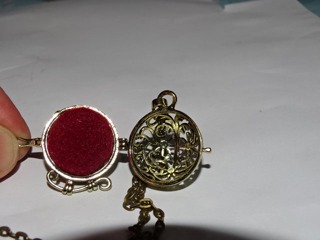 Antique Gold Effect Decorative 'Aromatherapy' Necklace / Locket