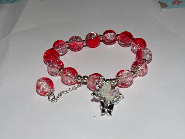 Crackle Glass Bead  and Charm Elastic Bracelets