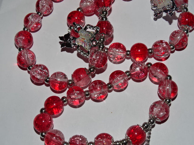 Crackle Glass Bead  and Charm Elastic Bracelets