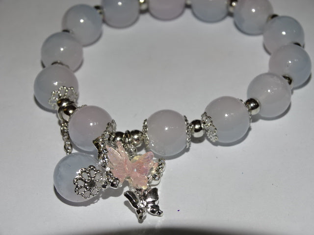 Crackle Glass Bead  and Charm Elastic Bracelets