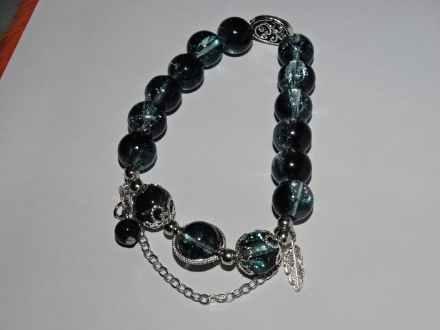 Crackle Glass Bead  and Charm Elastic Bracelets