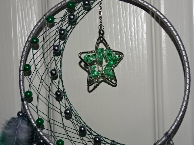 'Moonlit Forest'  Beautiful Imitation Pearl and Feather, Moon Design Dream Catcher