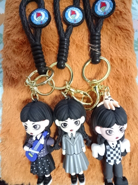 Large Cute Wednesday Addams Keyrings / Bag Charms