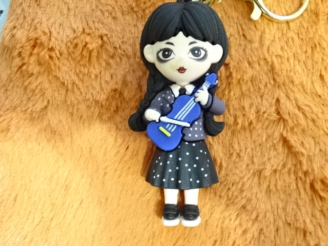 Large Cute Wednesday Addams Keyrings / Bag Charms