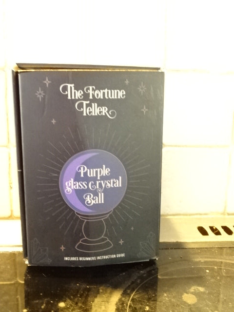Purple Glass Crystal Ball With Stand