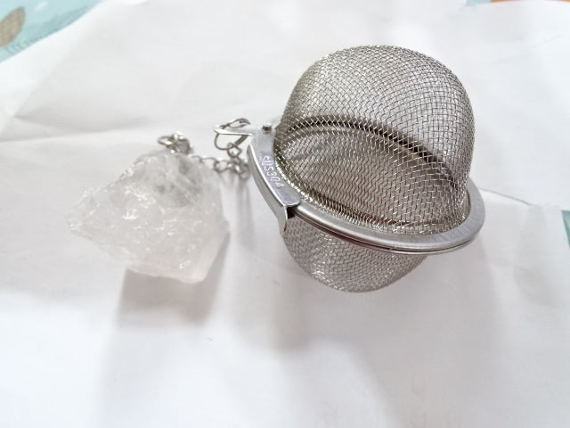 Loose Tea Stainless Steel Strainers With Rough Cut Crystal Decoration