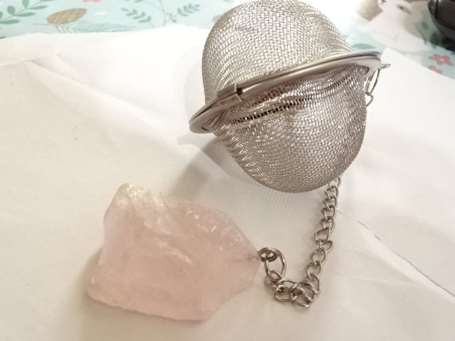 Loose Tea Stainless Steel Strainers With Rough Cut Crystal Decoration