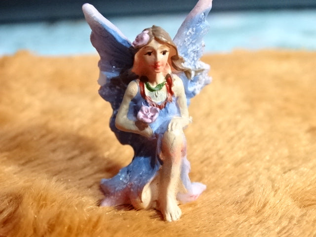 Set of 7 Resin Garden Fairies Plus Resin Rock Display