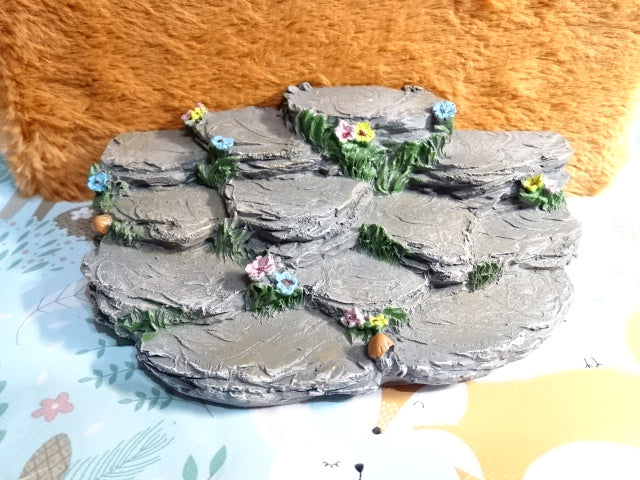 Set of 7 Resin Garden Fairies Plus Resin Rock Display