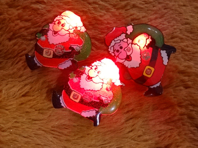 Cute Flashing LED Santa Brooches