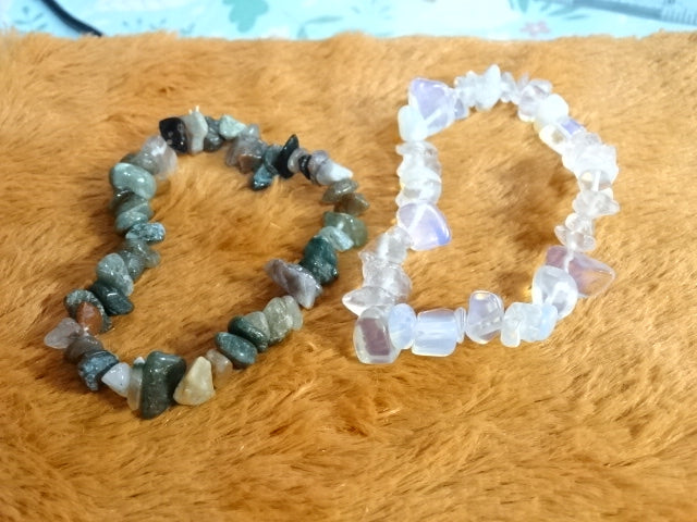 Genuine Natural Gemstone Chip Elastic Bracelets