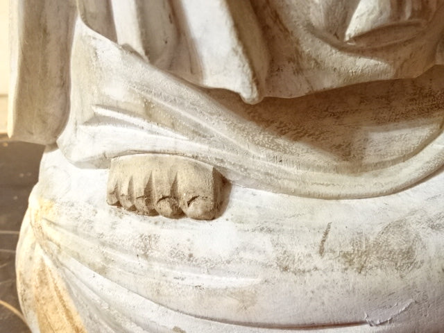Hand Carved in Bali 'Happy Buddha' ( Whitewash )  40cm Tall x 23cm W (Approx)