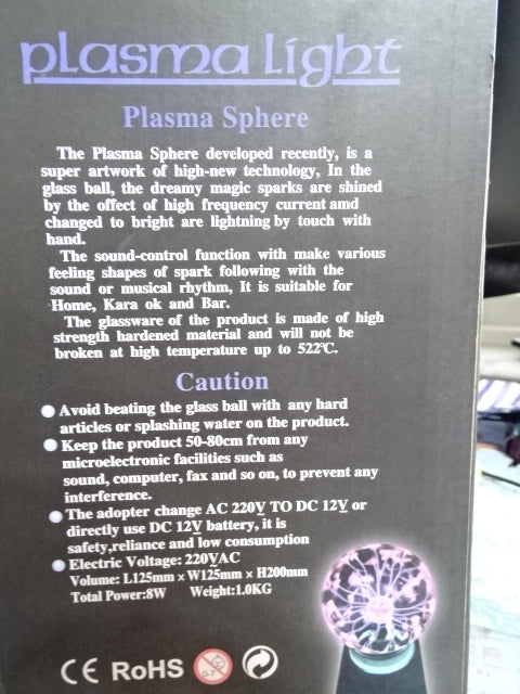 Green Glow Plasma Light  L 125mm x W 125mm x H 200mm