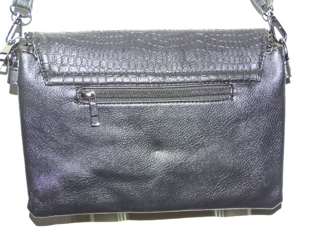 Faux Leather Embossed Pattern Envelope Style Shoulder Bag / Purse