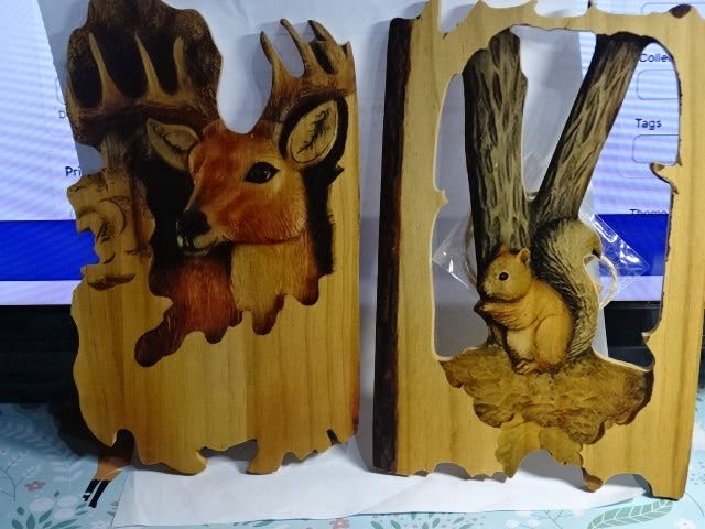 Cut and Printed Natural Wood 'Woodland Animal' Decorative Plaque  (2D Print)