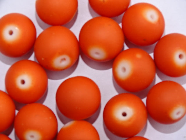 14mm Autumn Orange rubber coated beads (10pk)