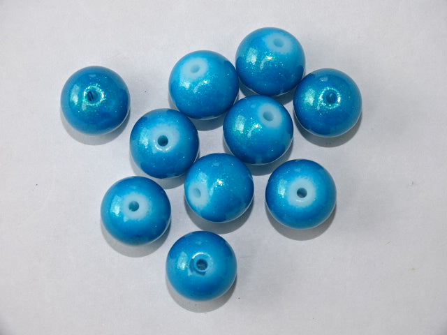 Gold Shimmer 'Azure' glass beads 10mm