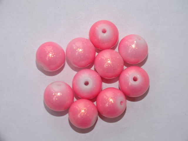 Gold Shimmer 'Candy Pink' glass bead 10mm