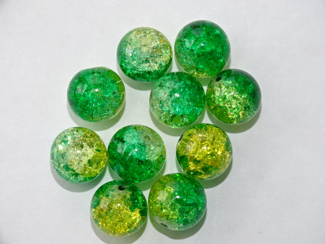 Lemon and Lime Crackle Glass bead 12mm