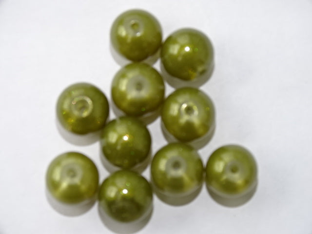 Gold Shimmer 'Olive' 10mm glass bead