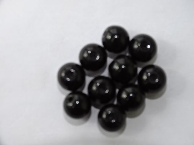 Jet black glass pearl bead 8mm
