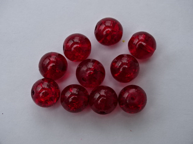 'Cherry' Crackle Glass Bead 12mm