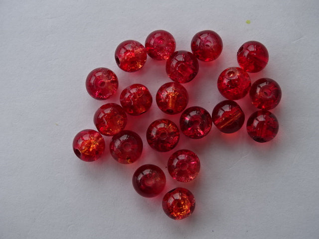 'Flame' Crackle Glass bead 6mm
