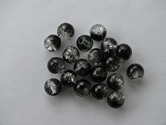'Black Ice' Crackle Glass Bead 6mm