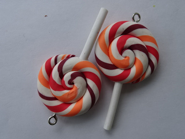 Big Lolly Polyclay Pendant 'Cinnamon & Orange Swirl'