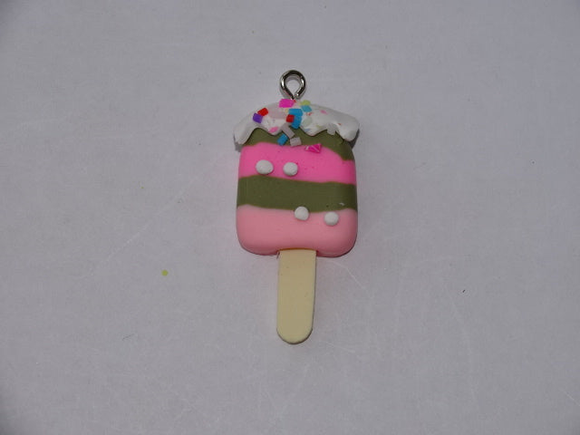 Polymer Clay Ice Lolly with Frosting Pendant 'Strawberry Choc'