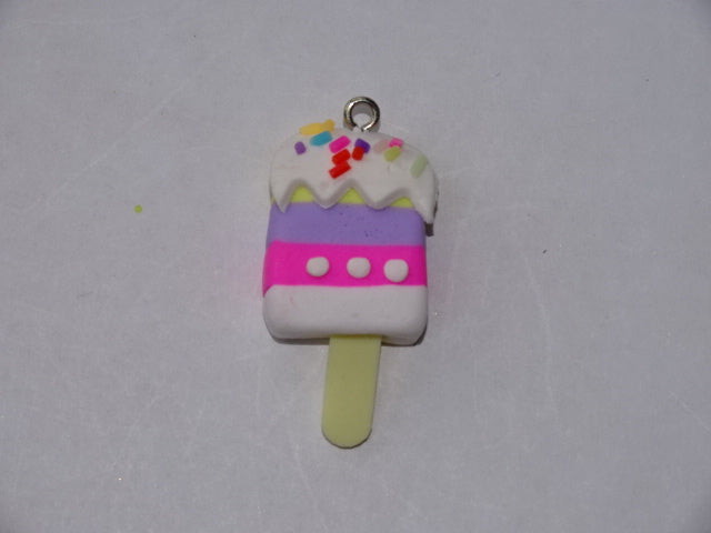 Polymer Clay ice Lolly with Frosting Pendant. 'Tropical Fruit'