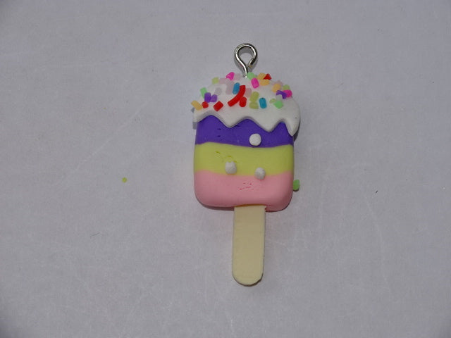 Polymer Clay Ice Lolly with Frosting Pendant. 'Tutti Frutti'