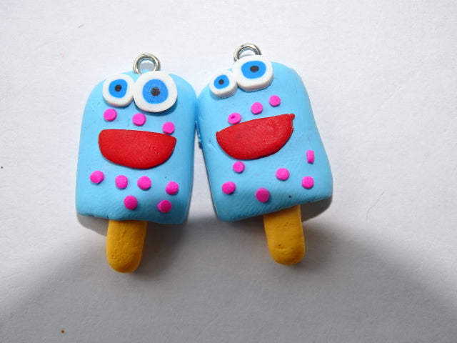 Ice Blue Ice Lolly Polymer Clay Charm