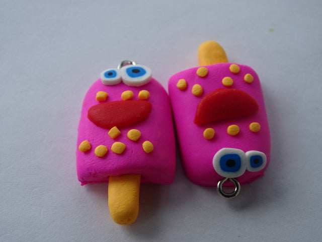 'Bright Pink'  Ice Lolly Polymer Clay Charm