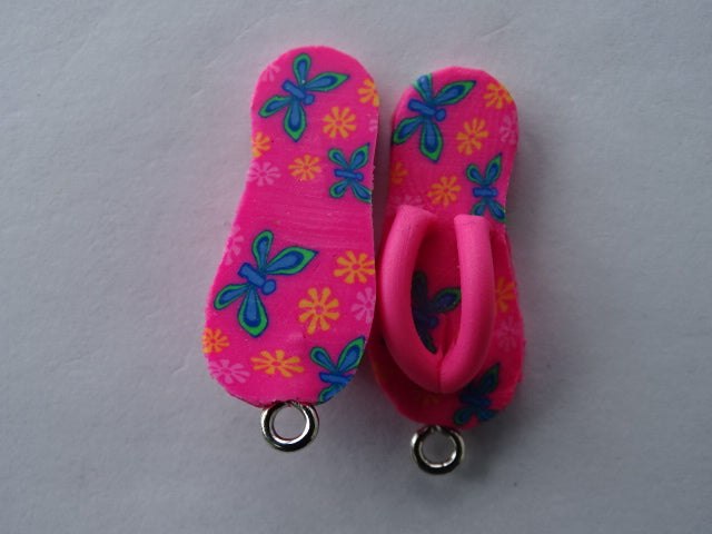 Cute Polymer Clay Flip-Flops Charms 'Bright Pink'