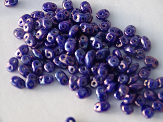 Matubo Superduo beads Opaque Blue Nebula