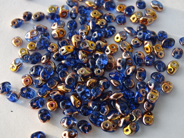 Matubo Superduo Beads Sapphire Capri Gold