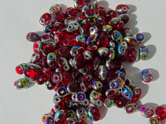 Matubo Superduo Beads Transparent Ruby Vitrail