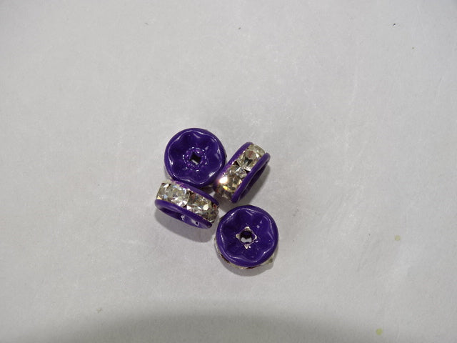 Purple Coloured Clear Crystal Rhinestone Spacers