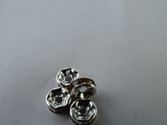 Silver Coloured Rhinestone Spacers ' Peach' 6x3mm