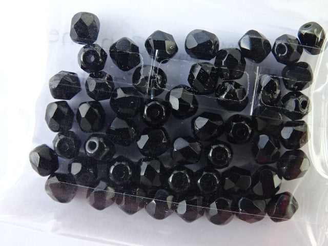 Czech fire polished 4mm Jet