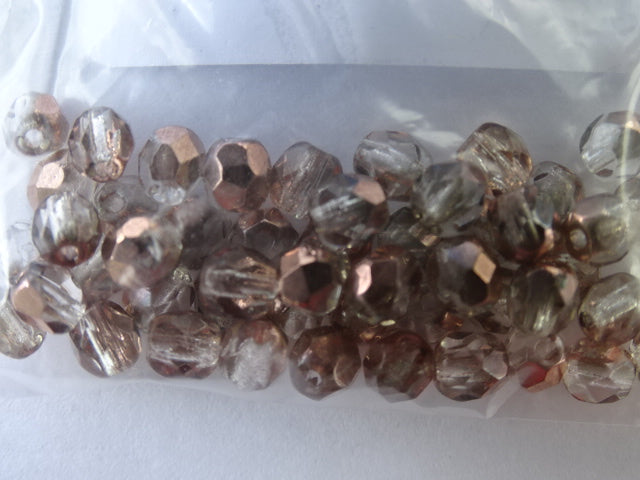 Czech fire polished 4mm Bronze Crystal